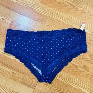 NWT ASHLEY STEWART PANTIES BLUE WITH WHITE POLKA DOT SIZE 34/36